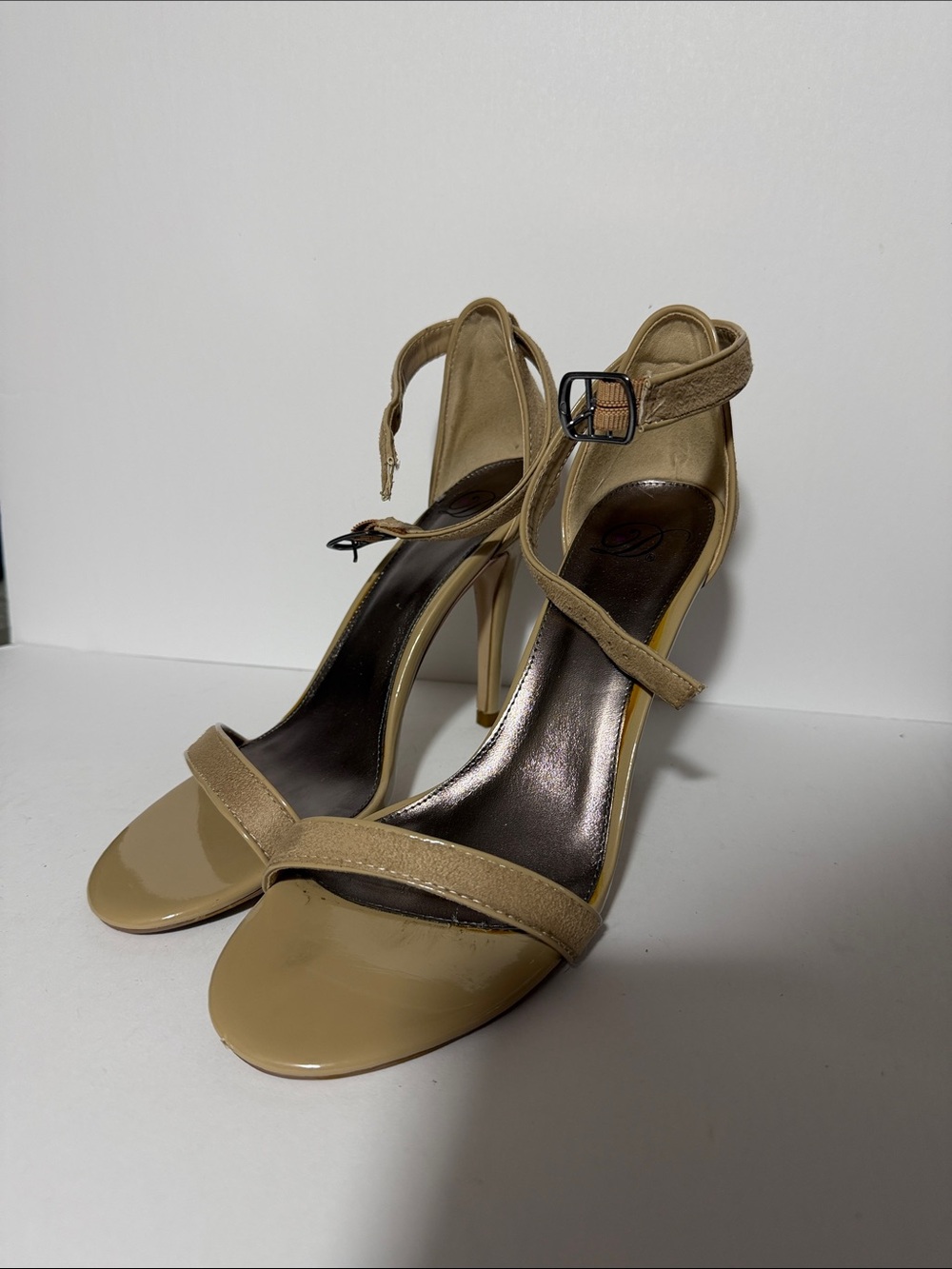 Delicious Nude Strappy Ankle-Heel Sandals